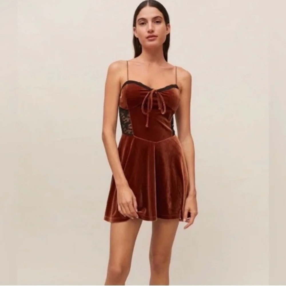 Urban Outfitters Brown and Orange Bustier Mini Dress